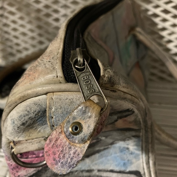 Vintage 80s hand painted Botany Hand bag satchel - Picture 8 of 10